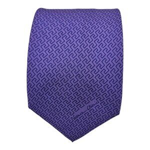 VERSACE CLASSIC V2 Purple Monogrammed Logo Brand Silk Tie ITALY 58"/ 3.6"  EC